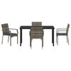 vidaXL Zestaw do jadalni w ogrodzie z poduszką 5 pcs Szary polirattan