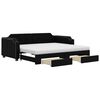vidaXL Sofa rozsuwana z szufladami, czarna, 100x200 cm, tkanina