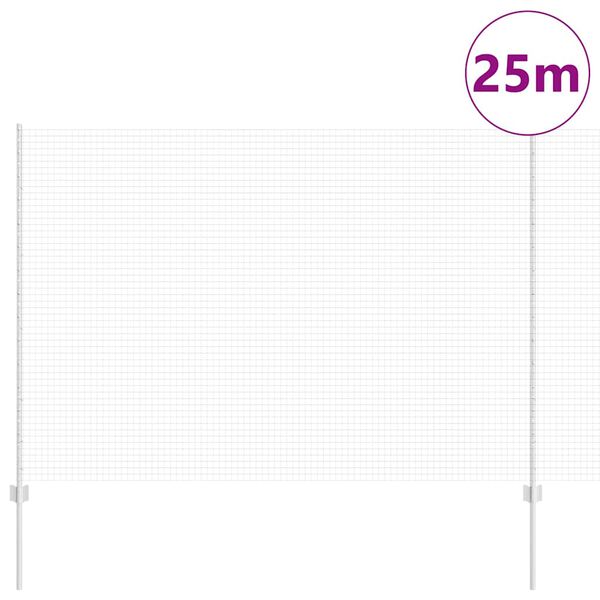 vidaXL Ogrodzenie z słupkiem Srebrny 1,6 x 25 m Stal