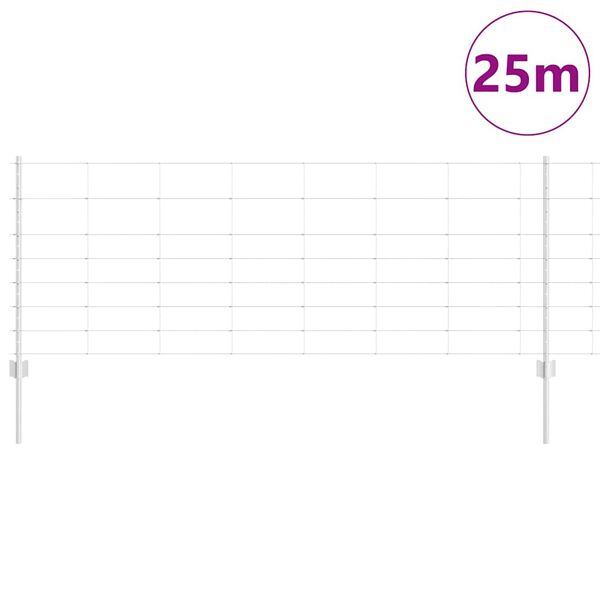 vidaXL Ogrodzenie z słupkiem Srebrny 0,8 x 25 m Stal