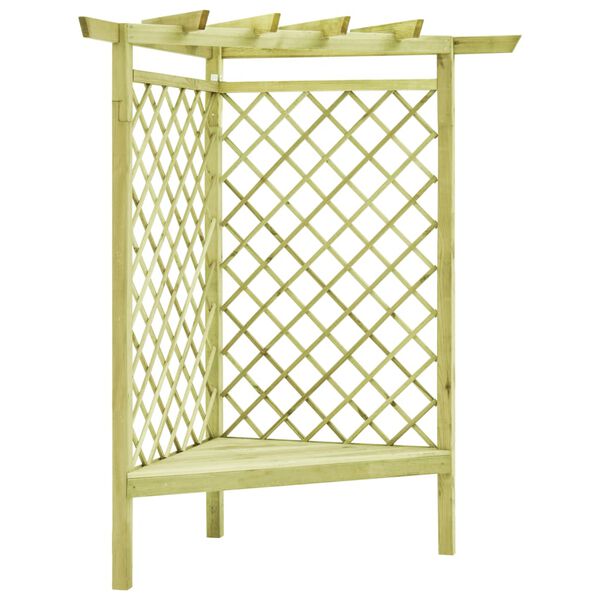 vidaXL Pergola narożna z ławką, 130x130x197 cm, drewno sosnowe