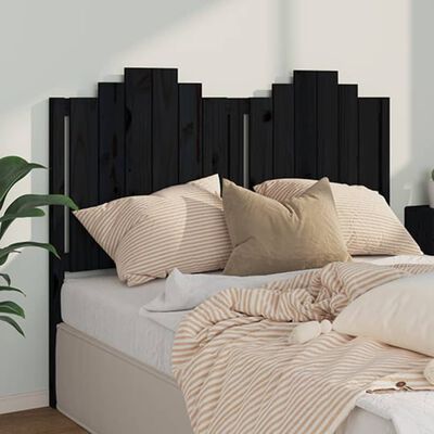 vidaXL Wezgłowie łóżka, czarne, 141x4x110 cm, lite drewno sosnowe