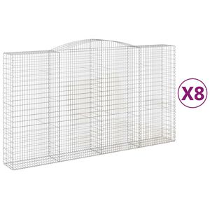 vidaXL Kosze gabionowe, 8 szt, 400x50x220/240 cm, galwanizowane żelazo