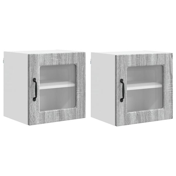 vidaXL Szafka kuchenna z p&oacute;łką 2 pcs Szary Sonoma 40 x 31 x 40 cm