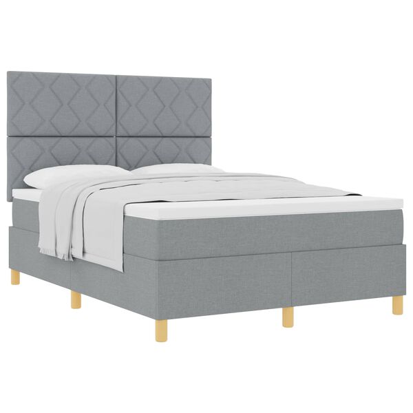 vidaXL Ł&oacute;żko sprężynowe z materacem Jasnoszary 160 x 200 cm tkanina