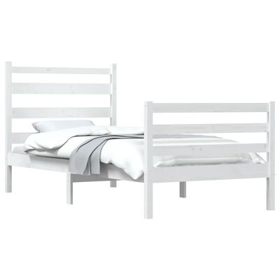 vidaXL Rama łóżka, lite drewno sosnowe, 90x200 cm, biała