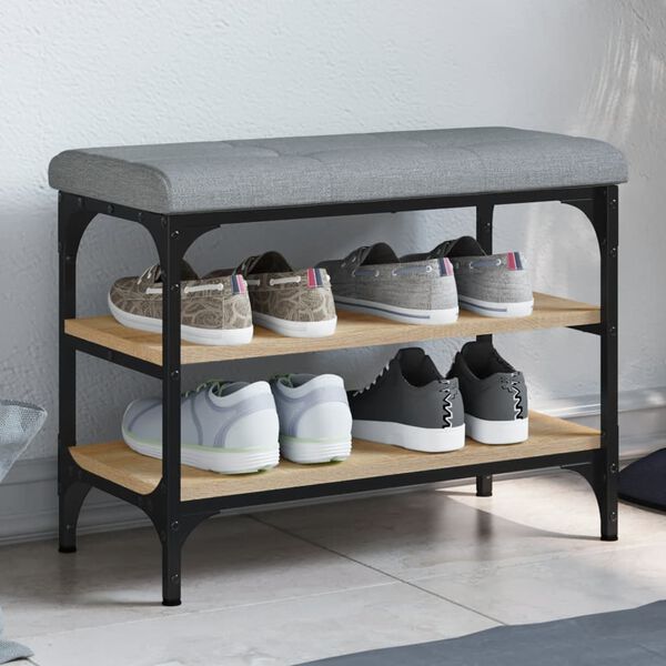 vidaXL Ławka na buty, dąb sonoma, 62x32x47 cm, materiał drewnopochodny