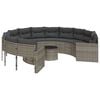 vidaXL Sofa ogrodowa, stolik i poduszki, okrągła, szary rattan PE