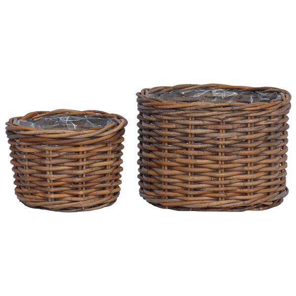 vidaXL Kosz na rośliny z przechowywaniem 2 pcs Brązowy Rattan Kubu