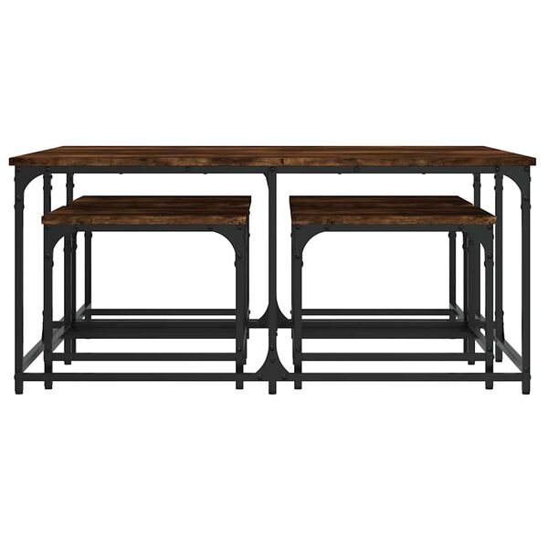 vidaXL Stoliki kawowe, wsuwane jeden pod drugi, 5 szt, przydymiony dąb