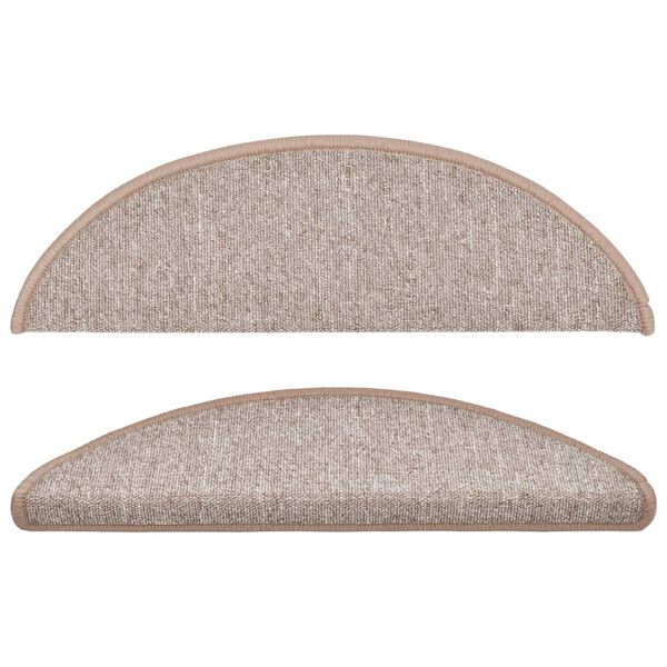 vidaXL Maty na schody 15 szt. 56x17x3 cm Jasnobrązowe p&oacute;łokrągłe