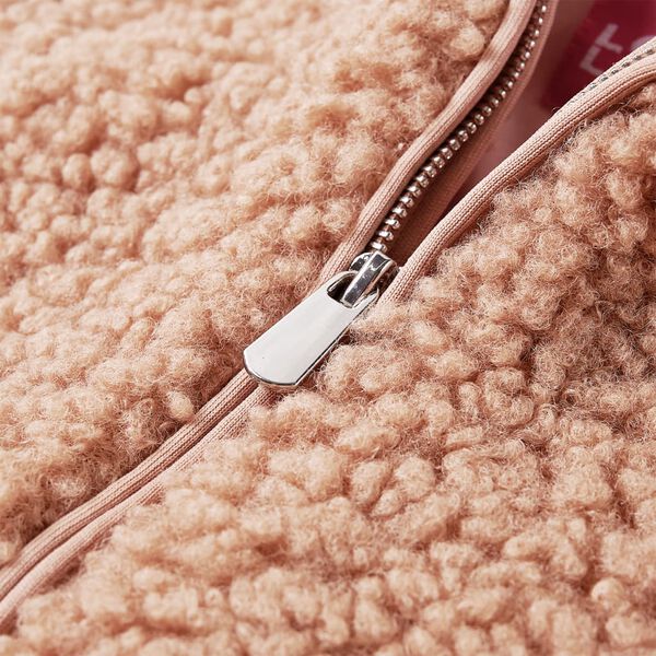 Kurtka dziecięca ze sztucznego futerka, z kapturem, jasny koniak, 140