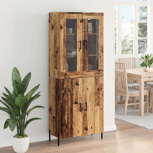 vidaXL Highboard Montowane na ścianie Stare drewno 69,5 x 34 x 180 cm