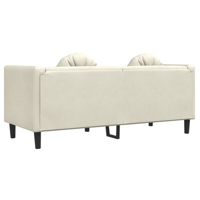 vidaXL Sofa 2-osobowa z poduszkami, kremowa, aksamit