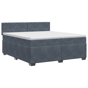vidaXL Ł&oacute;żko kontynentalne z materacem ciemnoszary 200 x 200 cm Welur