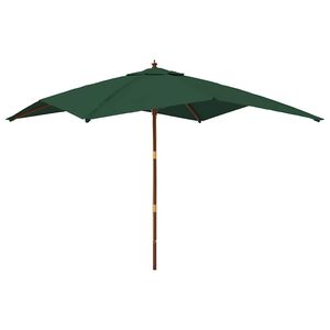 vidaXL Parasol ogrodowy na drewnianym słupku, zielony, 300x300x273 cm