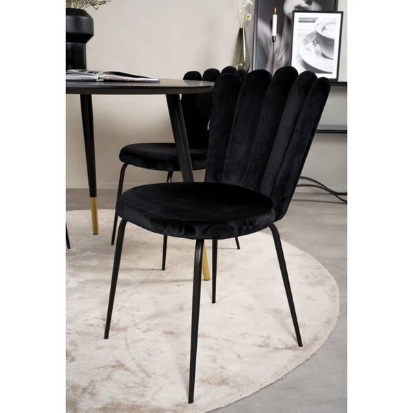Venture Home Krzesła stołowe Limhamn, 2 szt., aksamitne, czarne