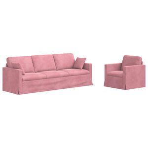 vidaXL Zestaw Sof 2 pcs R&oacute;żowy 228 x 78 x 80 cm Aksamit