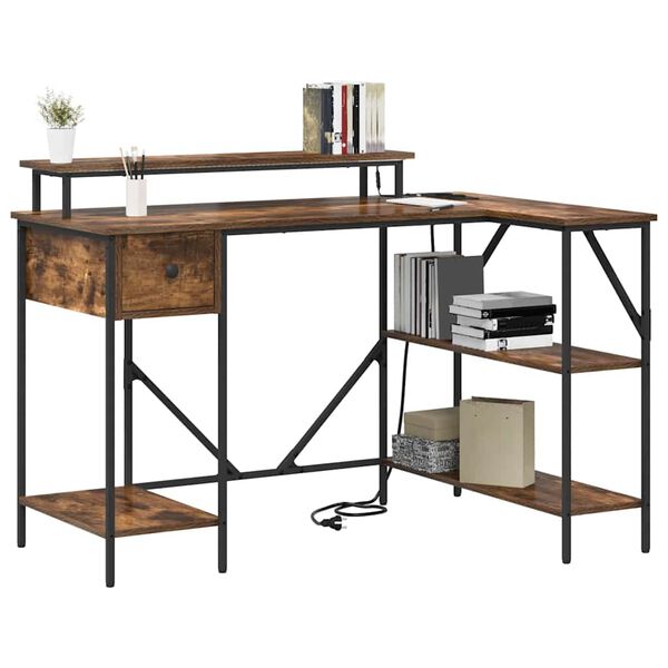 vidaXL Biurko Dąb wędzony 120 x 79 x 86,5 cm Materiał drewnopochodny