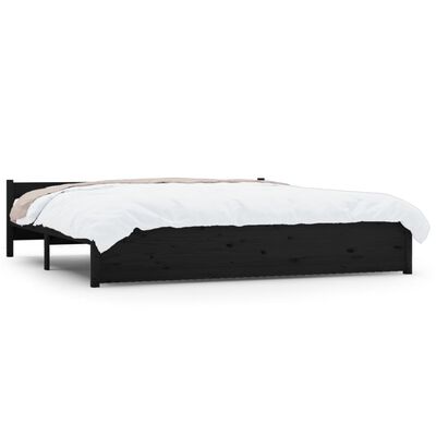 vidaXL Rama łóżka, czarna, lite drewno, 180x200 cm