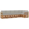 vidaXL Zestawy sof 6 pcs Naturalny i Jasny Szary Lite Drewno Akacji