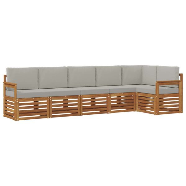 vidaXL Zestawy sof 6 pcs Naturalny i Jasny Szary Lite Drewno Akacji