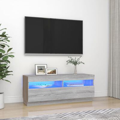 vidaXL Szafka pod TV z oświetleniem LED szary dąb sonoma, 100x35x40 cm