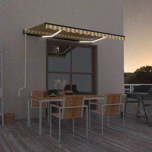 vidaXL Automatycznie zwijana markiza, LED i czujnik wiatru, 350x250 cm