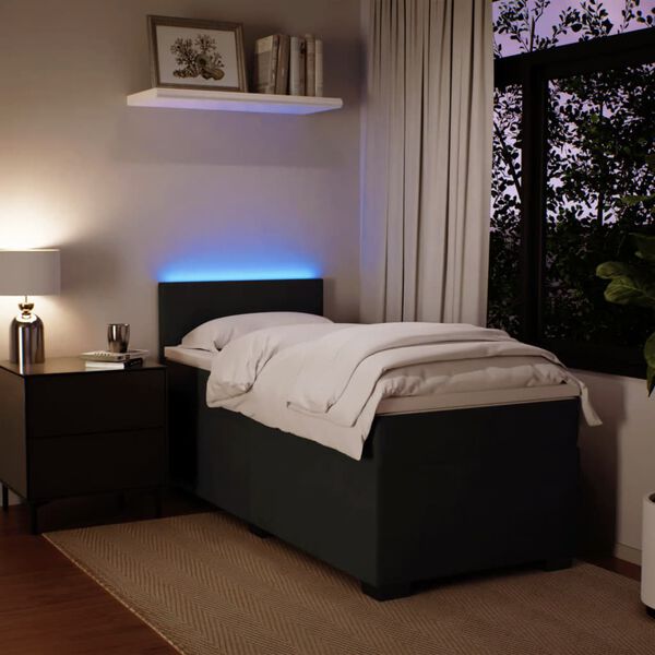 vidaXL Łóżko kontynentalne z materacem, czarne, aksamit 100x200 cm