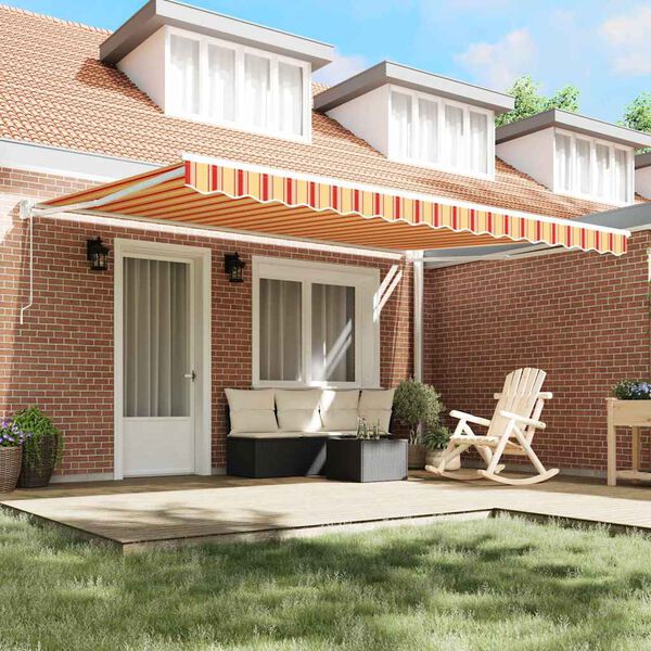 vidaXL Markiza zwijana ż&oacute;łty i pomarańczowy 450 &times; 300 cm tkanina