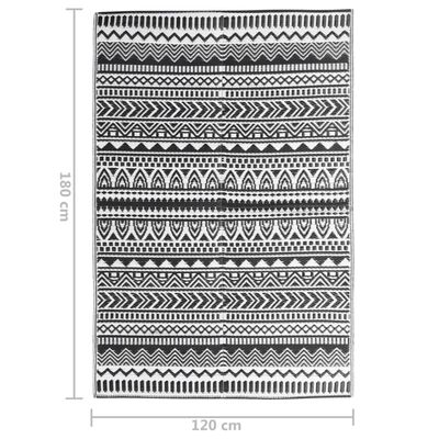 vidaXL Dywan zewnętrzny, czarny, 120x180 cm, PP