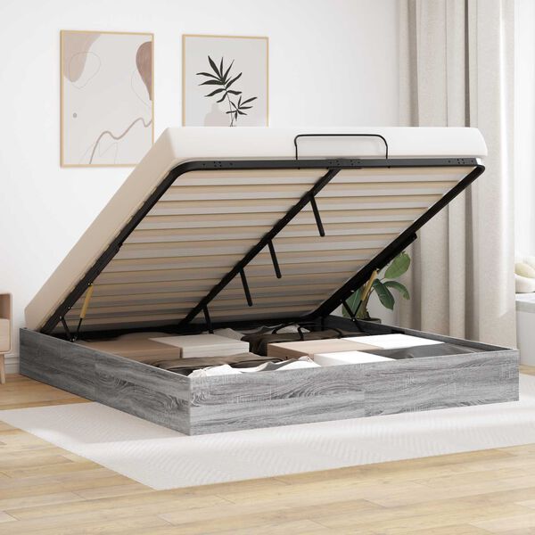 vidaXL Ł&oacute;żko otomanowe Szary Sonoma 193 x 120 x 25 cm Płyta wi&oacute;rowa