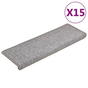 vidaXL Maty na schody 15 szt. 65x21x4 cm Jasnoszary prostokątny brzeg