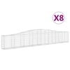 vidaXL Kosze gabionowe, 8 szt, 400x30x60/80 cm, galwanizowane żelazo