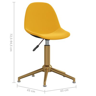 vidaXL Obrotowe krzesła stołowe, 2 szt., musztardowe, obite aksamitem