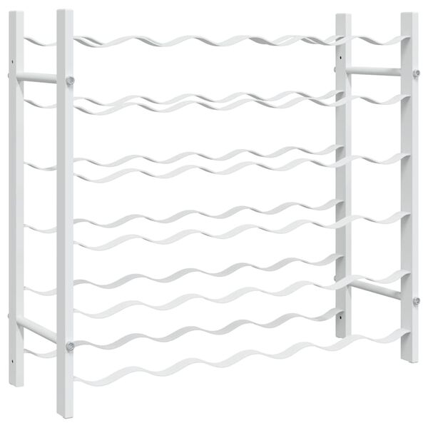 vidaXL Stojak na 36 butelek wina, biały, metalowy