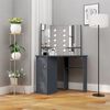 vidaXL Toaletka narożna z oświetleniem LED, szara, 111 x 54 x 141,5 cm