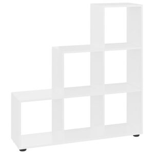 vidaXL Regał schodkowy, biały o wysokim połysku, 107 cm