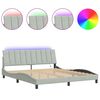 vidaXL Rama ł&oacute;żka z LED bez materaca, Hanko, jasnoszara, 183x213 cm, aksamit