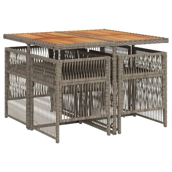 vidaXL 5-cz. zestaw mebli ogrodowych z poduszkami, szary, rattan PE