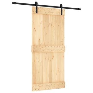 vidaXL Drzwi przesuwne Naturalny i czarny 95 x 210 cm