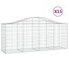 vidaXL Kosze gabionowe, 15 szt, 200x50x80/100 cm, galwanizowane żelazo