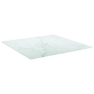 vidaXL Blat stołu, biały, 80x80 cm, 6 mm, szkło ze wzorem marmuru