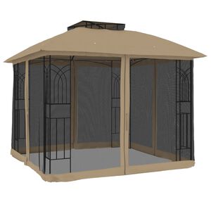 vidaXL Altana z podw&oacute;jnym dachem i siatką wok&oacute;ł, taupe, 2,94x2,94 m
