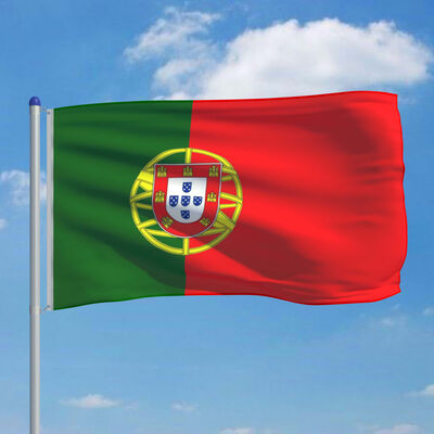 vidaXL Flaga Portugalii z aluminiowym masztem, 6 m