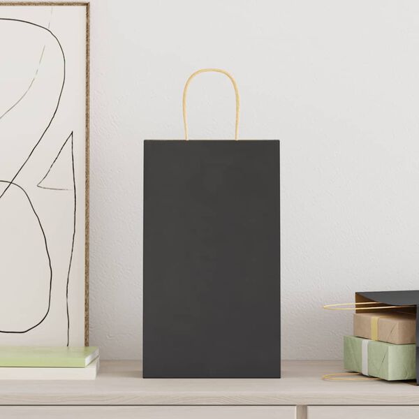 vidaXL Torby papierowe 250 szt. z uchwytami Czarne 21x11x36 cm