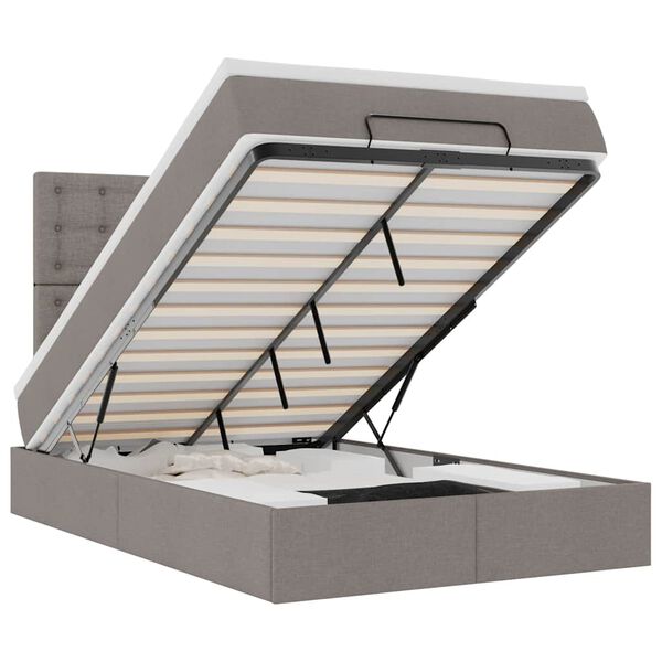 vidaXL Rama ł&oacute;żka otomana z materacem, taupe, 120x190 cm, tkanina