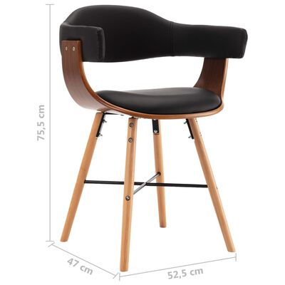 vidaXL Krzesła stołowe, 4 szt., czarne, sztuczna skóra i gięte drewno