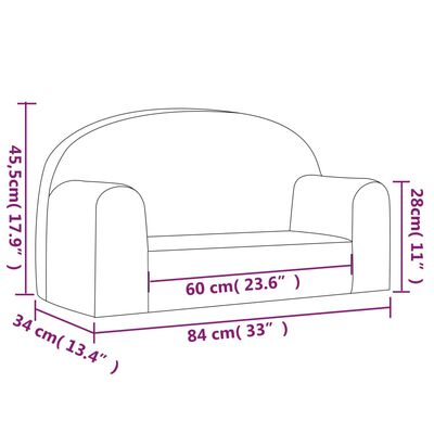 vidaXL 2-os. sofa dla dzieci, jasnoszara, miękki plusz