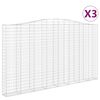 vidaXL Kosze gabionowe, 3 szt, 400x30x220/240 cm, galwanizowane żelazo